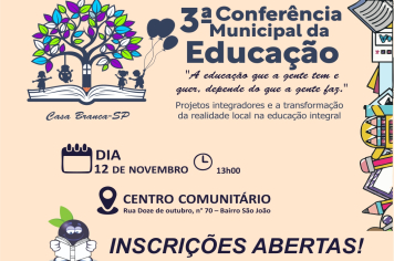 INSCRIÇÕES PARA A 3ª CONFERÊNCIA MUNICIPAL DA EDUCAÇÃO