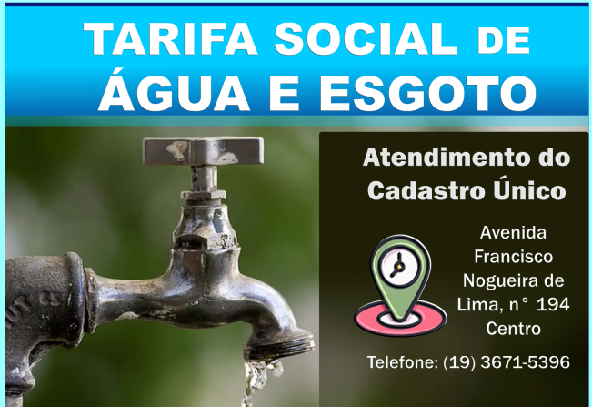 TARIFA SOCIAL DE ÁGUA E ESGOTO COMEÇA A VALER PARA INSCRITOS NO CADASTRO ÚNICO 